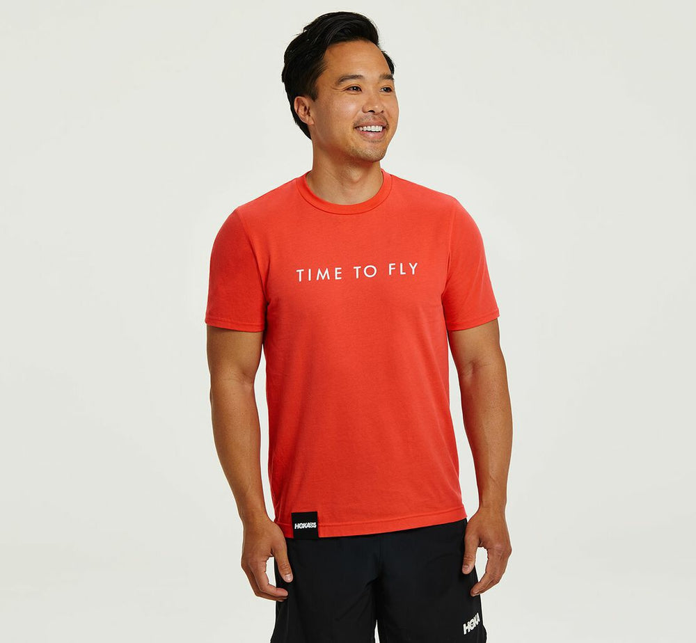 HOKA|Men's Brand Tee Fiesta / White