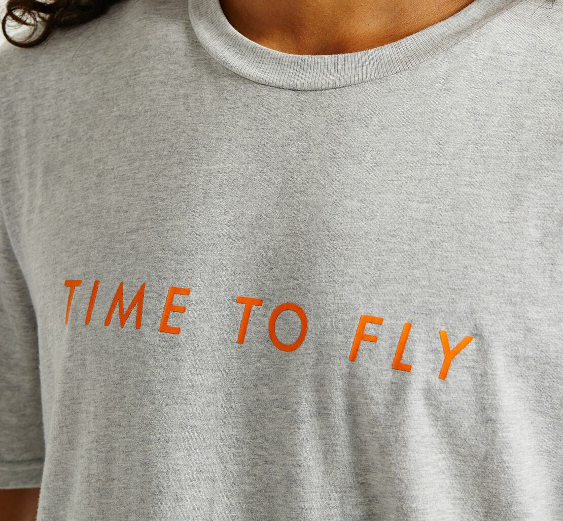 HOKA|Men's Brand Tee Heather Grey / Persimmon Orange