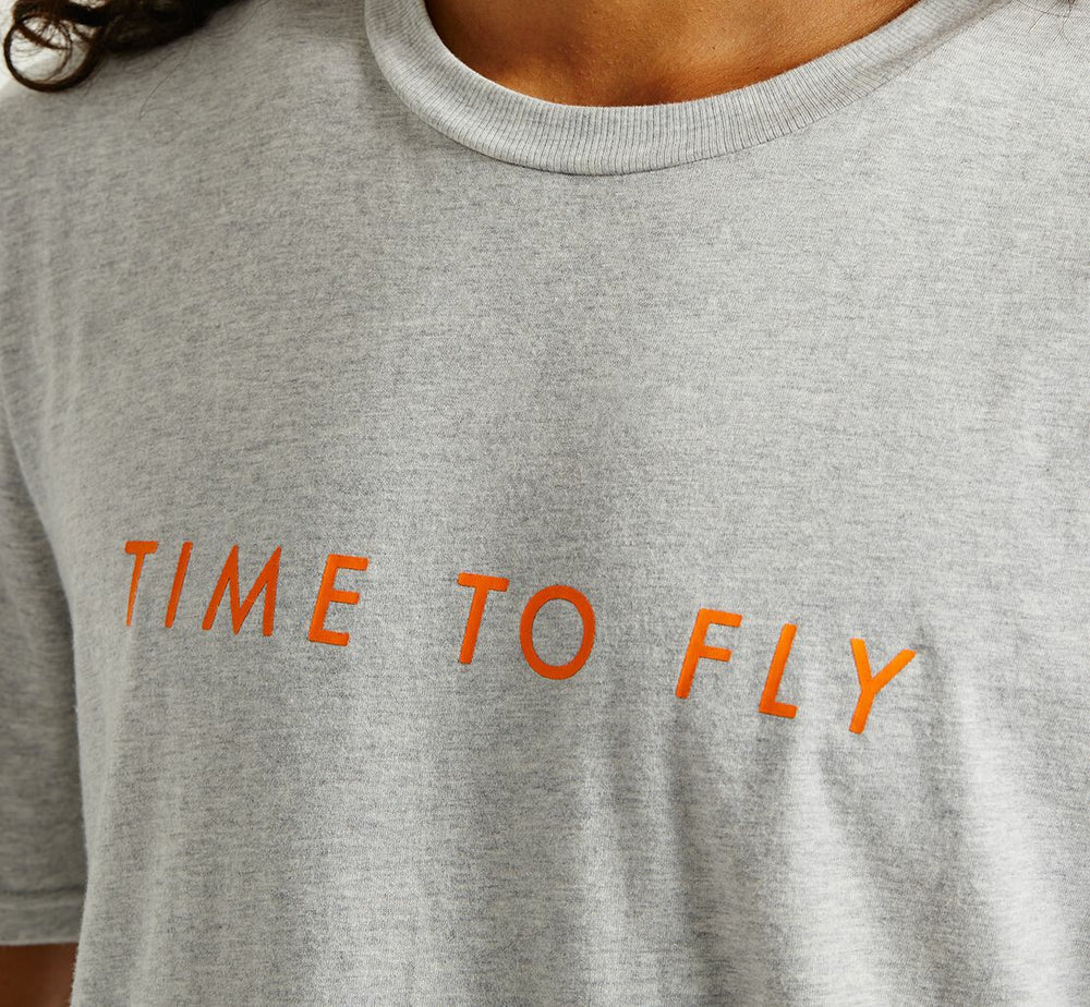 HOKA|Men's Brand Tee Heather Grey / Persimmon Orange