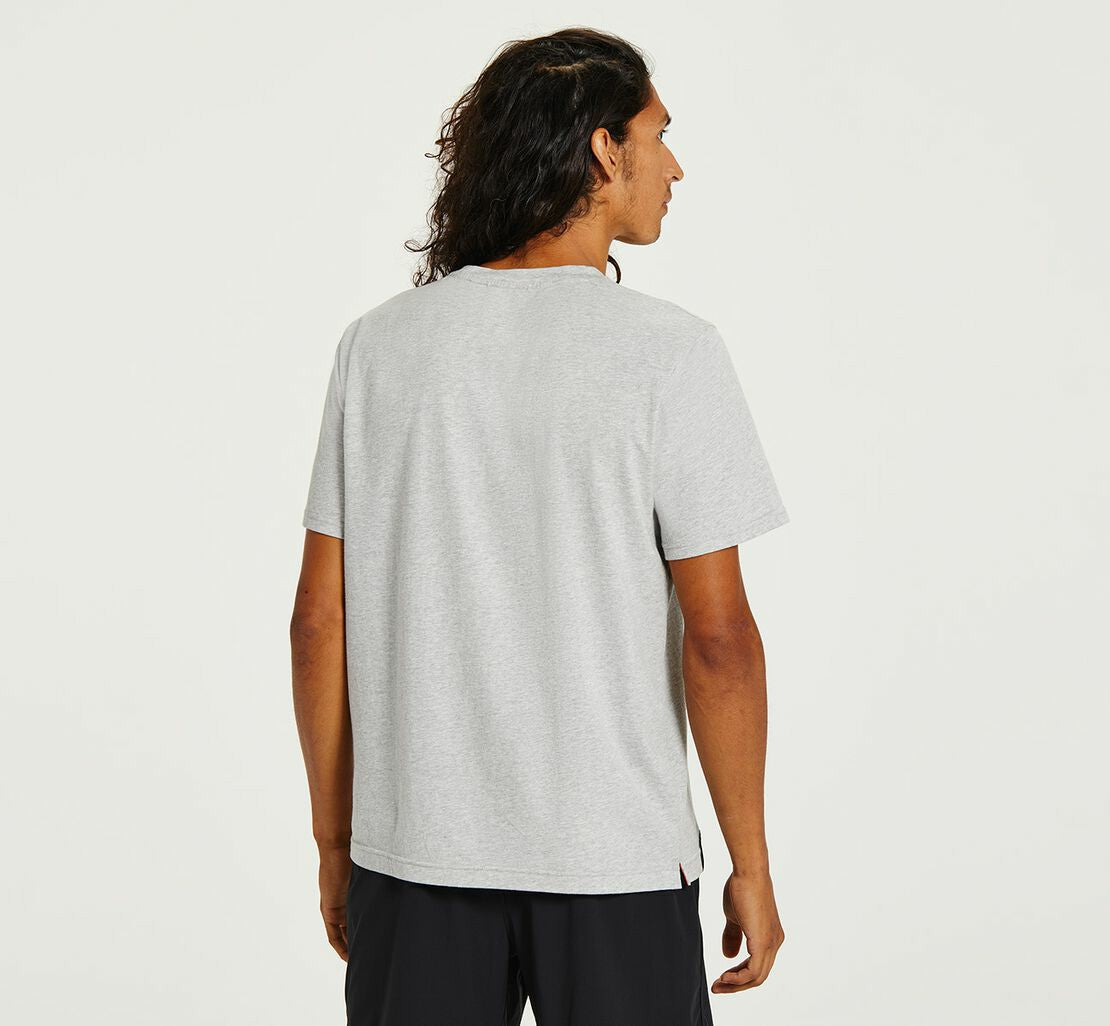 HOKA|Men's Brand Tee Heather Grey / Persimmon Orange