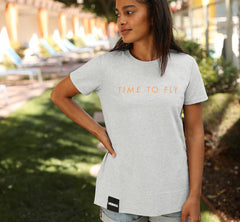 HOKA|Women's Brand Tee Heather Grey / Cantaloupe