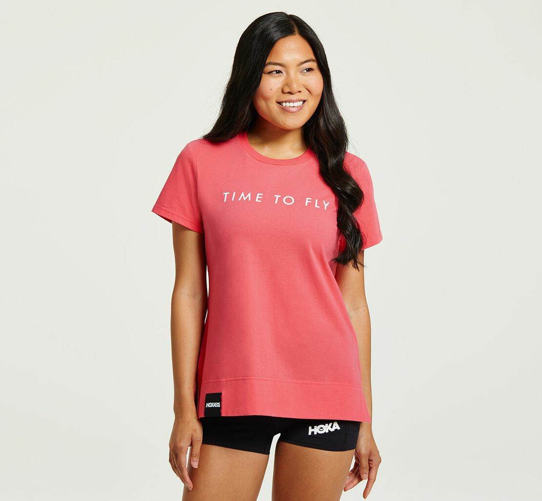 HOKA|Women's Brand Tee Paradise Pink / White