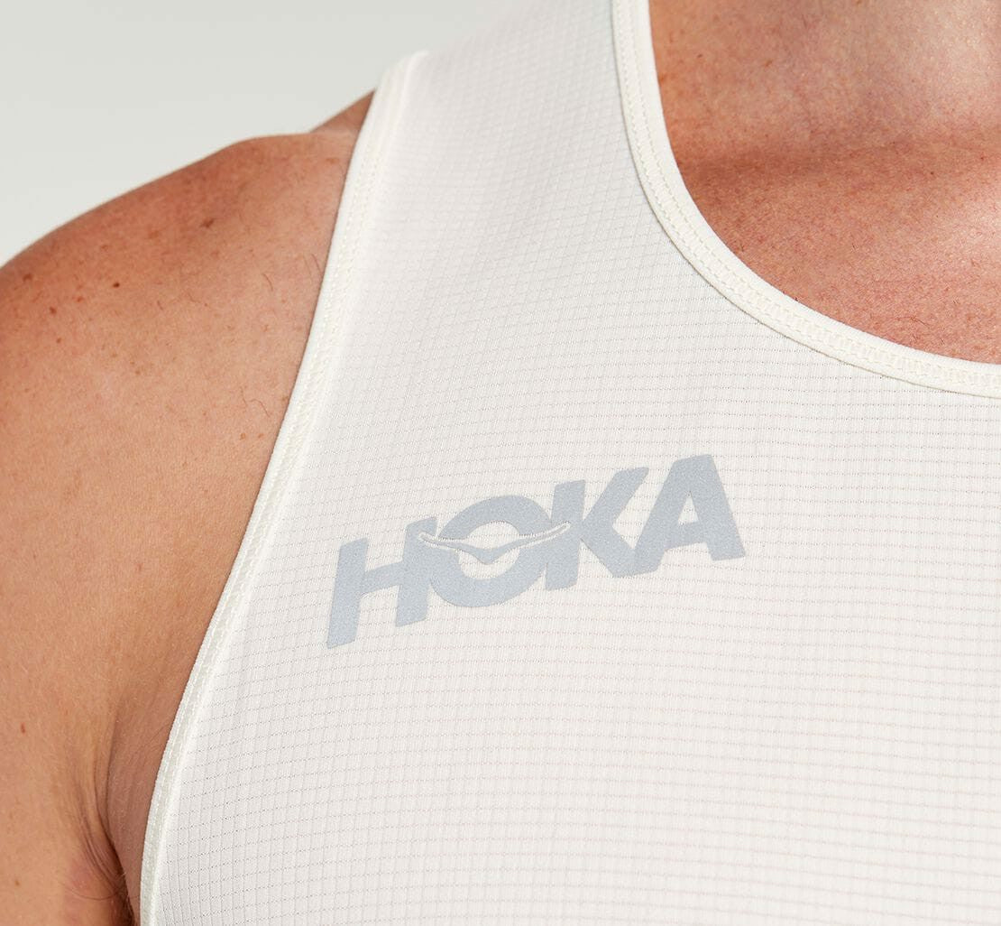 HOKA|Men's Singlet White
