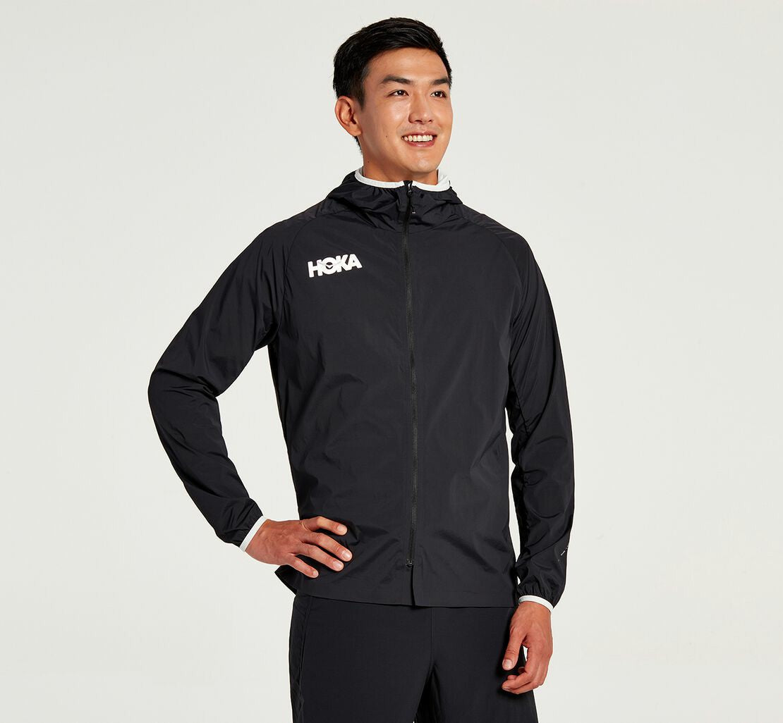 HOKA|Men's Full-Zip Wind Jacket Black