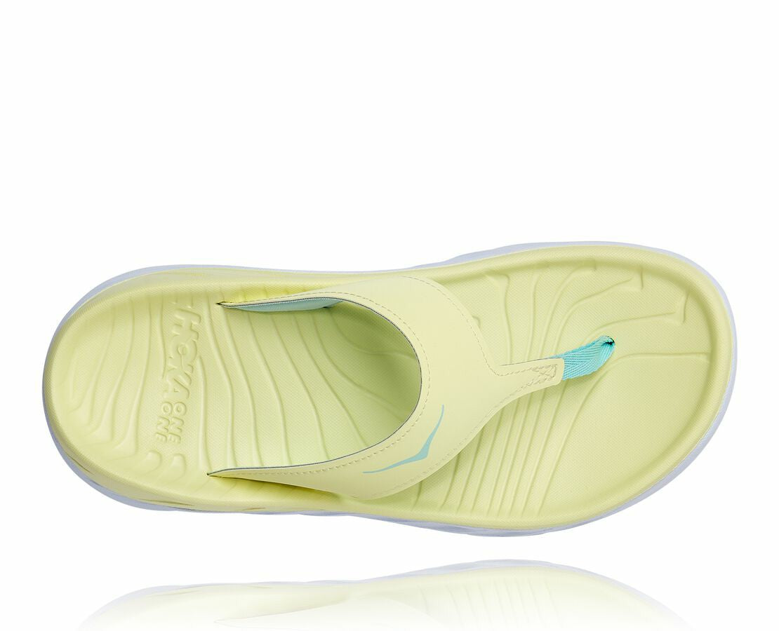 HOKA|Women's ORA Recovery Flip Luminary Green / Blue Tint