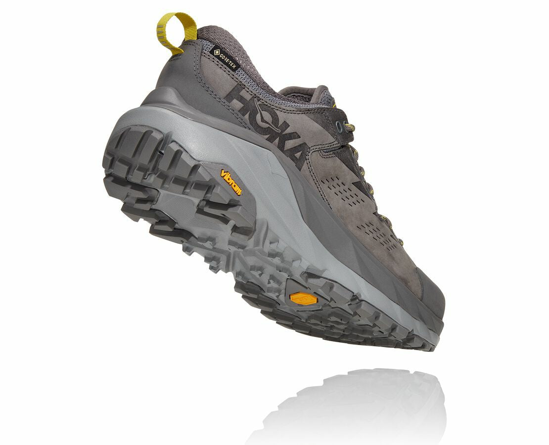 HOKA|Men's Kaha Low GORE-TEX Charcoal Gray / Green Sheen