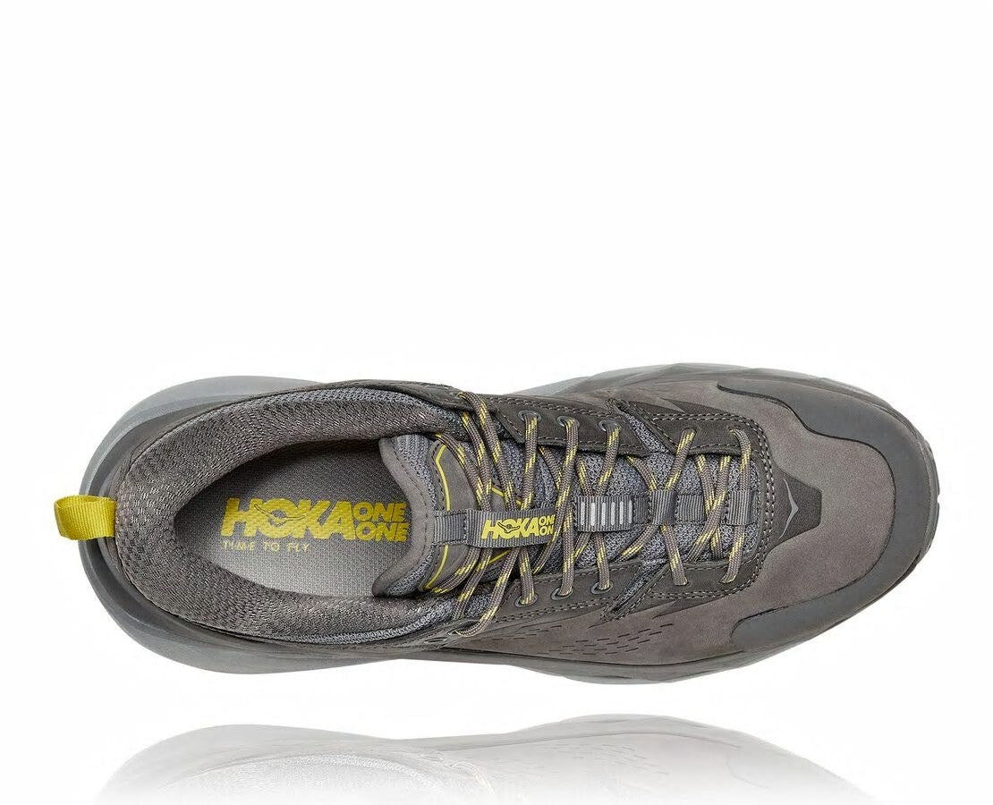 HOKA|Men's Kaha Low GORE-TEX Charcoal Gray / Green Sheen