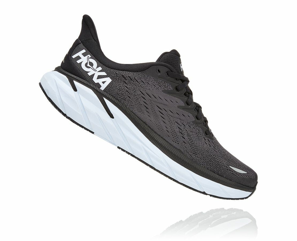 HOKA|Men's Clifton 8 Black / White