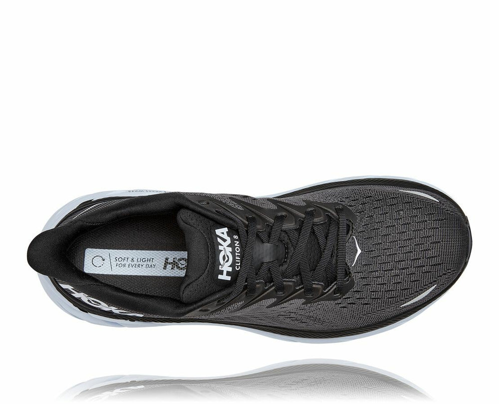 HOKA|Men's Clifton 8 Black / White