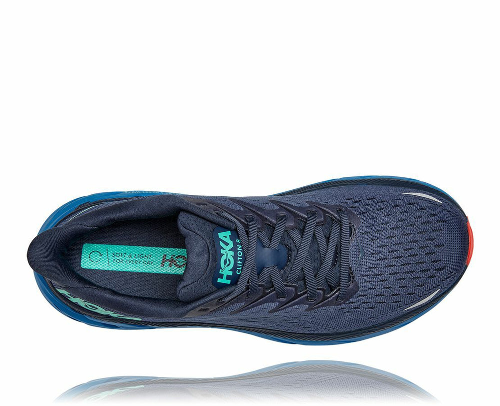 HOKA|Men's Clifton 8 Outer Space / Vallarta Blue
