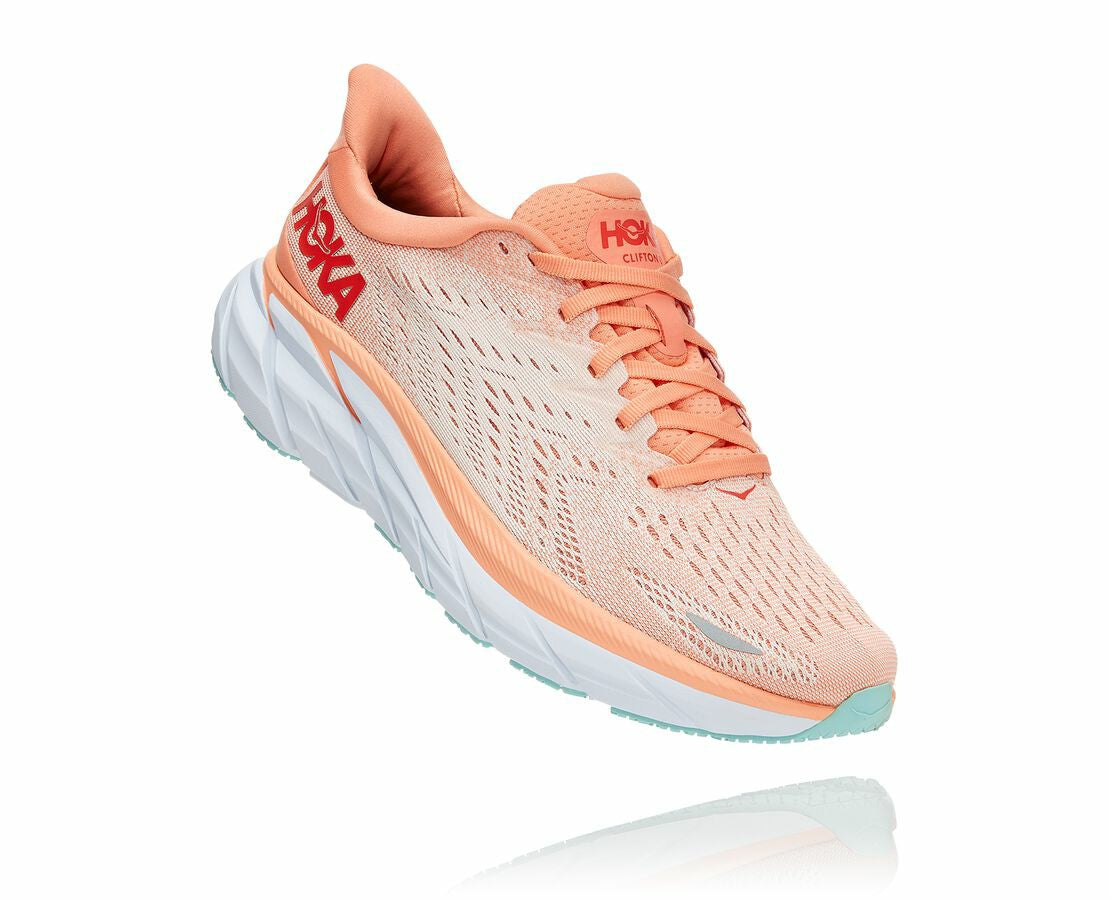 HOKA|Women's Clifton 8 Cantaloupe / Silver Peony
