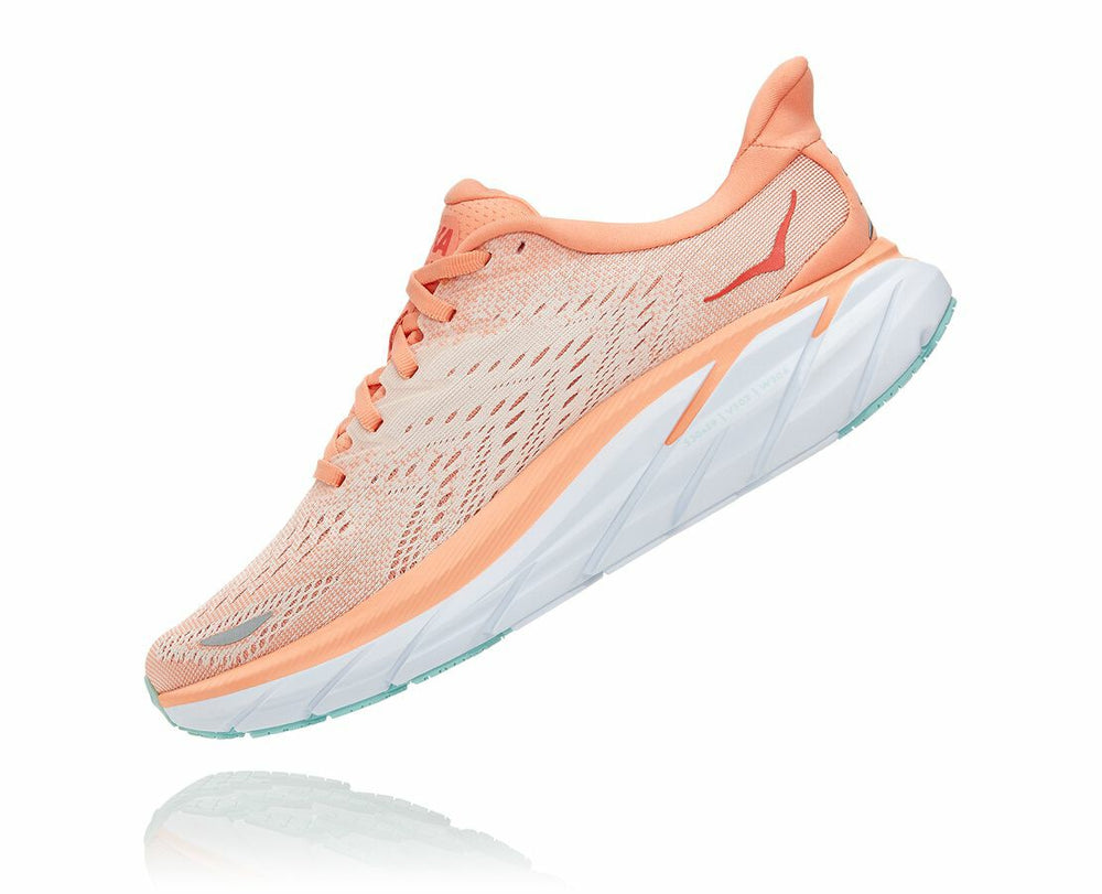 HOKA|Women's Clifton 8 Cantaloupe / Silver Peony