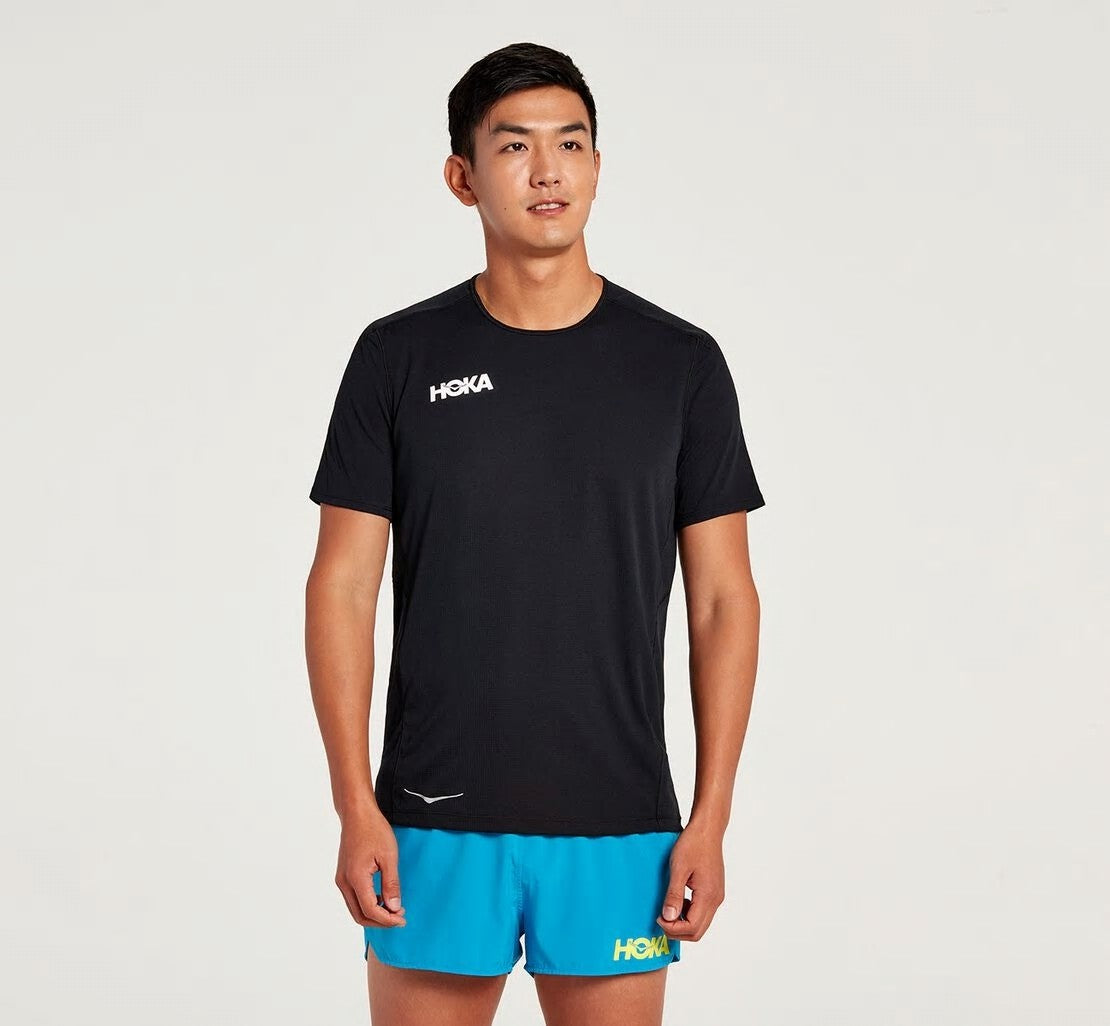 HOKA|Men's Performance Short Sleeve Black