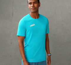 HOKA|Men's Performance Short Sleeve Scuba Blue