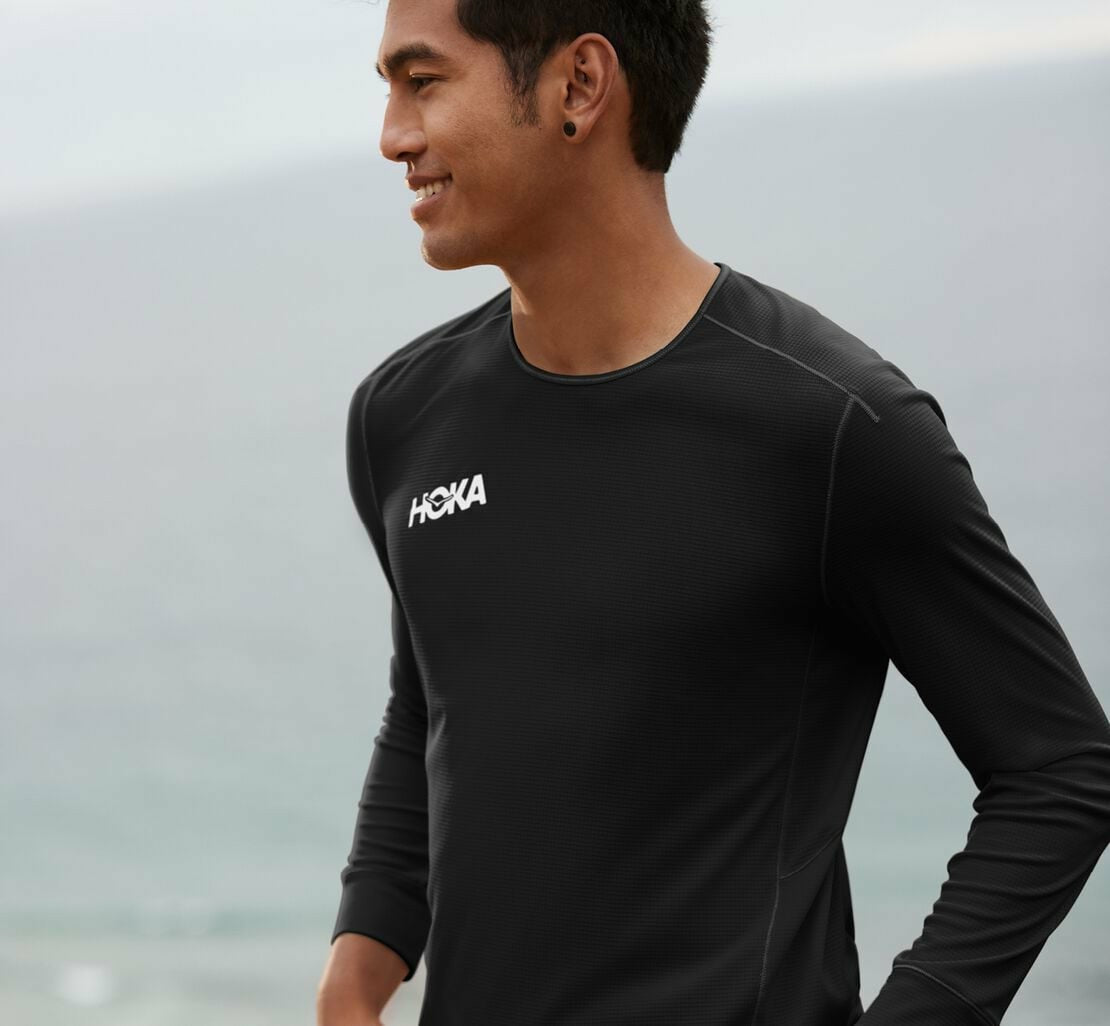 HOKA|Men's Performance 3/4 Sleeve Black