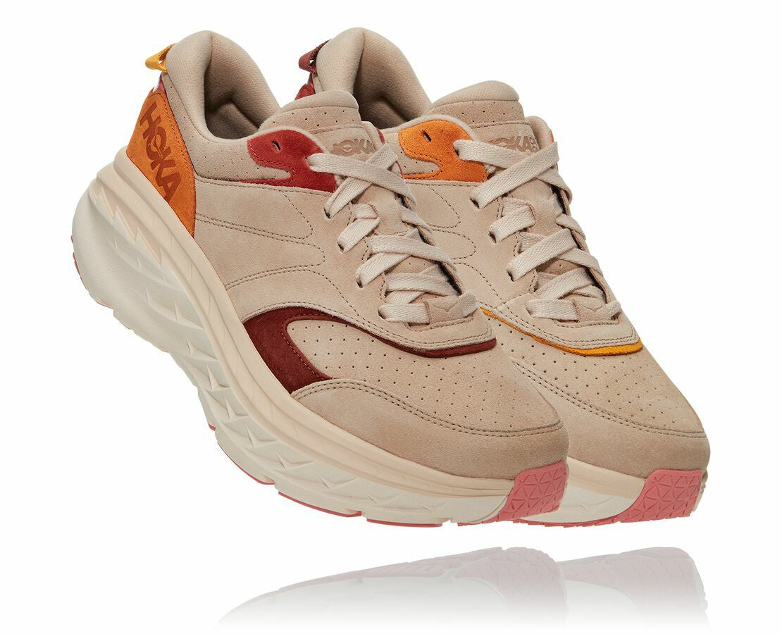 HOKA|Unisex Bondi L Suede Shifting Sand / Multi